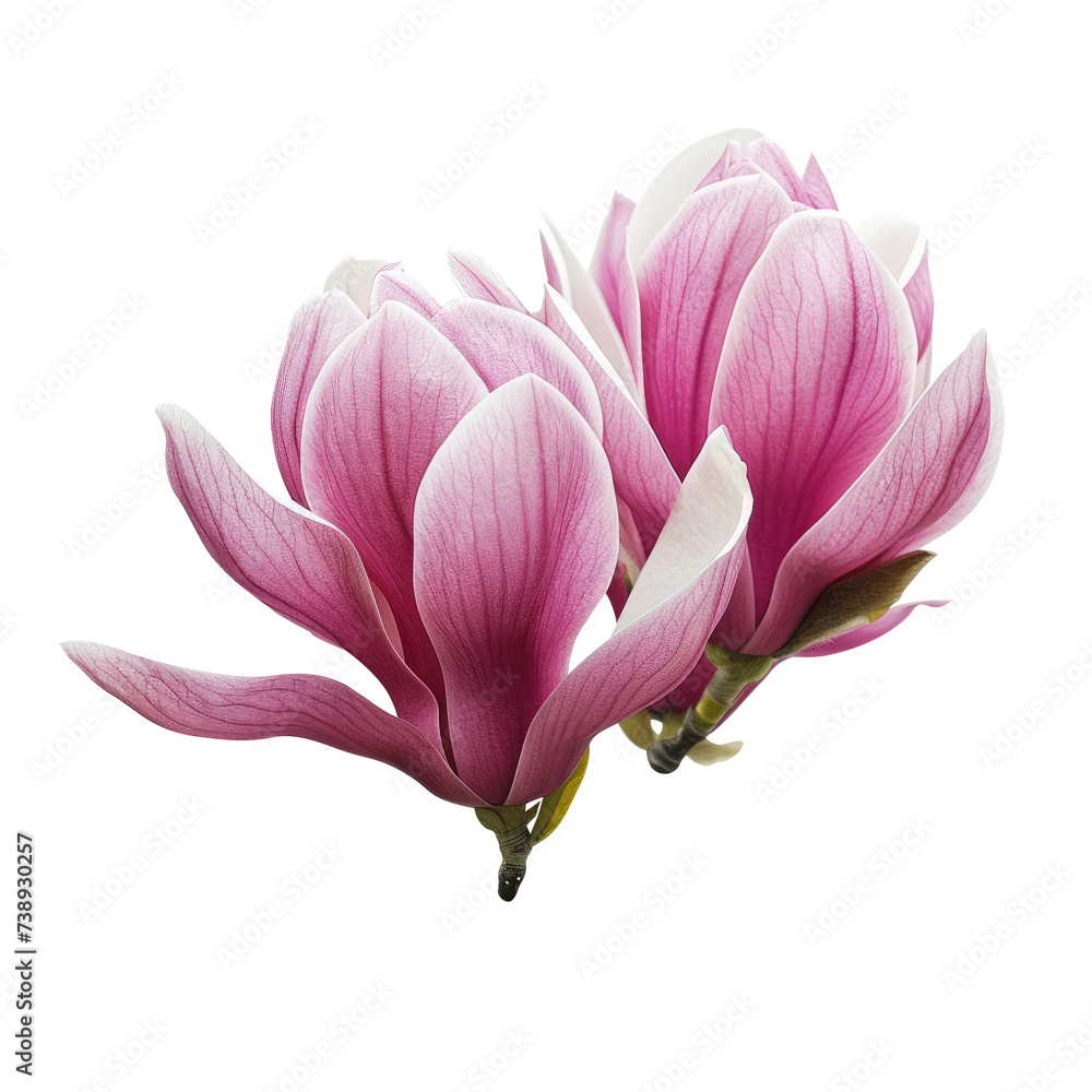 magnolia flower spring branch isolated on white background. Generative AI magnolia flower spring branch isolated on white background. Generative AI