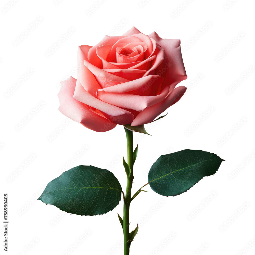 Rose flower on white background. Generative AI. Rose flower on white background. Generative AI.