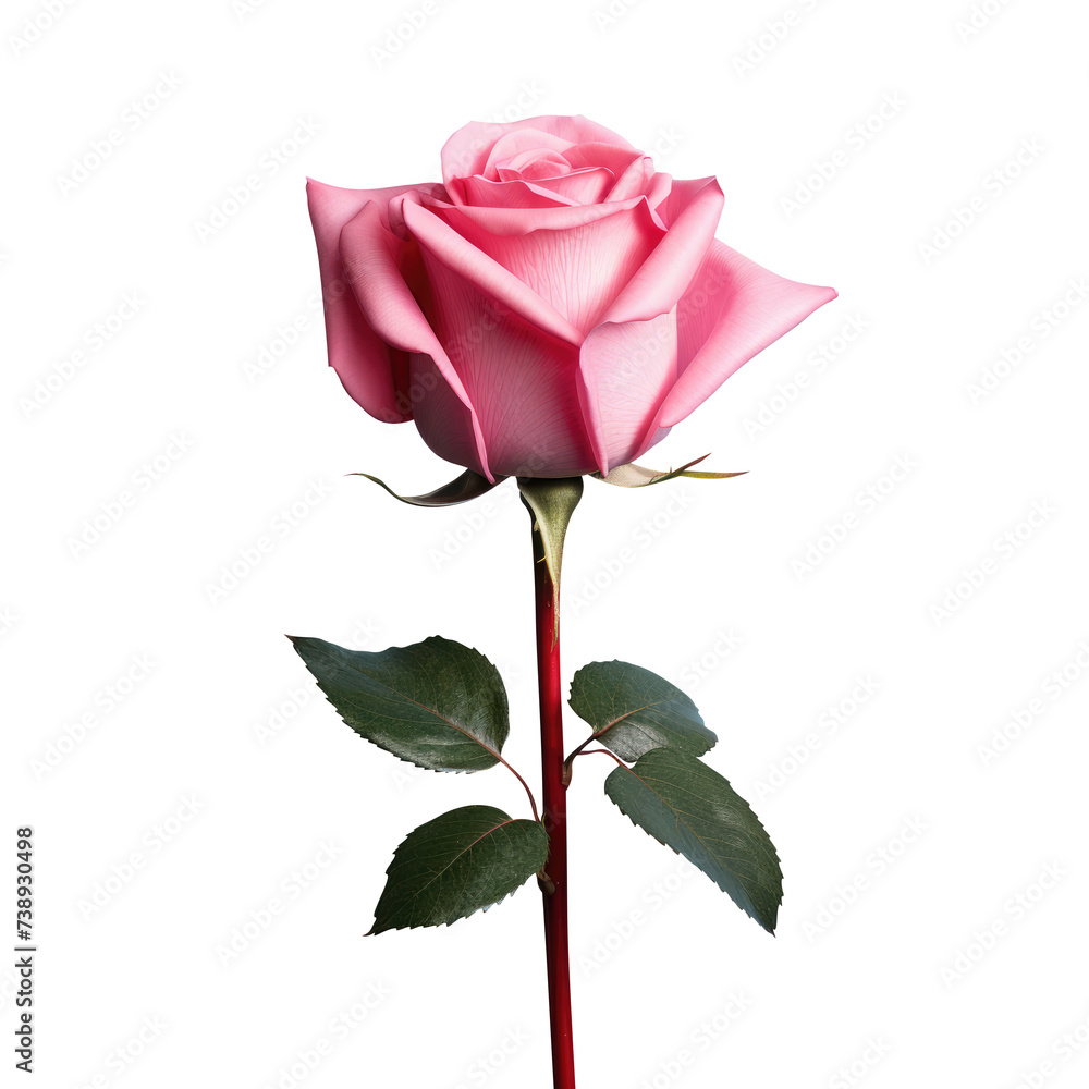 Rose flower on white background. Generative AI. Rose flower on white background. Generative AI.