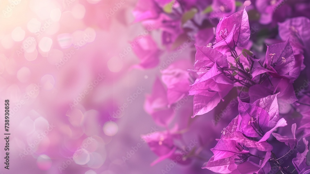 Purple flower Bougainvillea frame on soft pink background valentine and wedding card concept Purple flower Bougainvillea frame on soft pink background valentine and wedding card concept