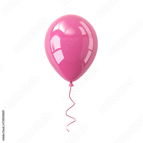 Pink helium balloon. Birthday balloon flying for party and celebrations. Isolated on white background. Generative AI.