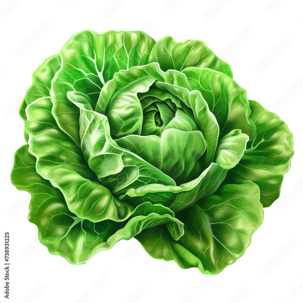 Obraz premium green butter lettuce vegetable or salad isolated on white background. Generative AI