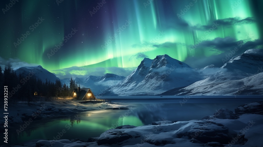 Northern lights in the mountains