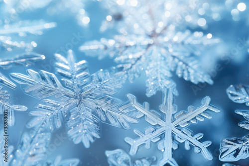 Snowflake background. Christmas. Generative AI. © premyuda
