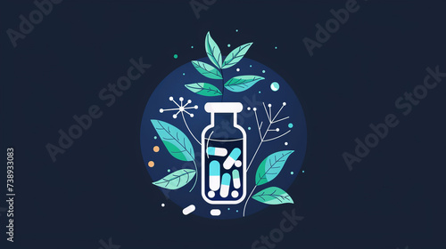 Natural Medicine Concept Illustration, pharmacy logo  photo