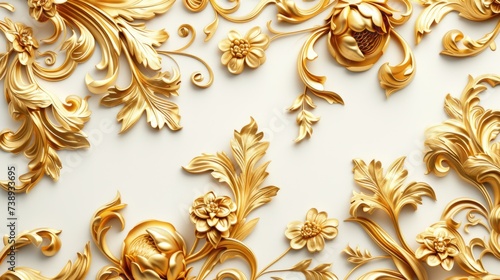 Golden Floral Ornament on Ivory