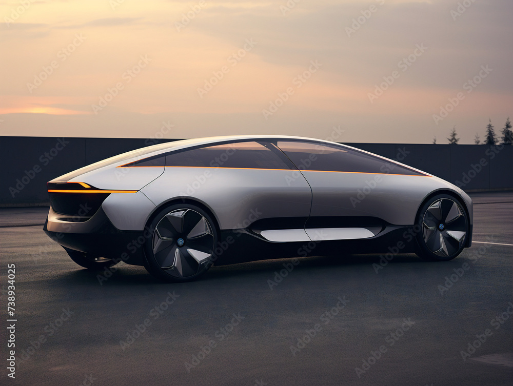 A futuristic electric car with cutting-edge aerodynamics, depicted in a sleek and stylish image.