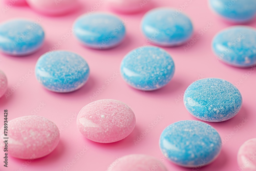 Pink and Blue Balls on Pink Background Pink and Blue Balls on Pink Background