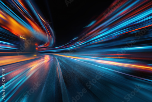  Panoramic high speed technology in big city concept, light abstract background. Speed concept. photo