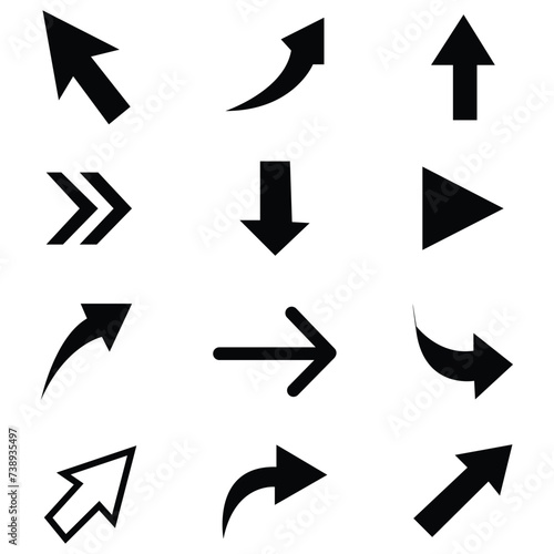Black arrow vector icon pack. Vector illustration. Eps file 402.