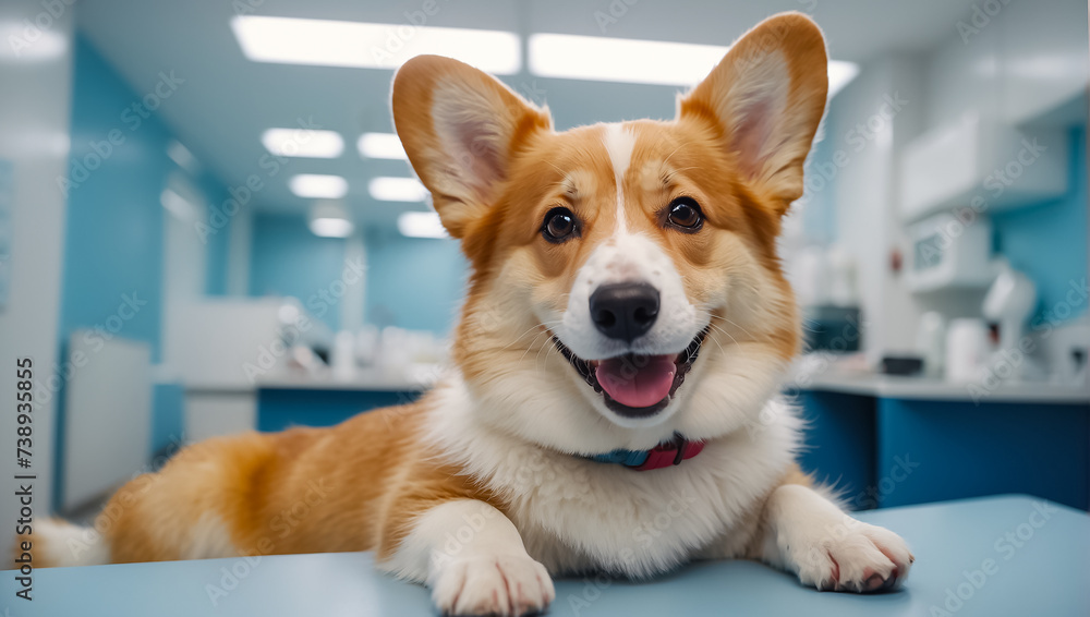 cute dog in the veterinary clinic smiling cute dog in the veterinary clinic smiling