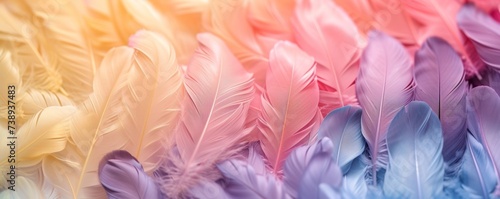 Multicolored Background of Feathers in Various Colors