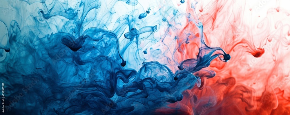 Red and Blue Liquid in Water