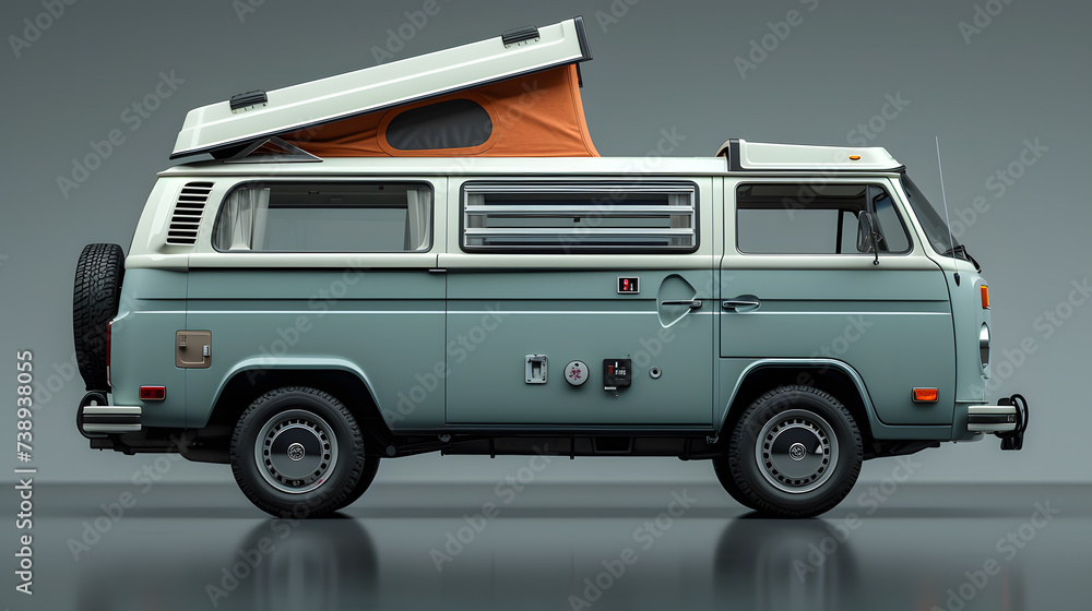 camper van is stand on camping place