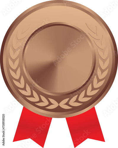 Realistic Blank Bronze Medal Vector, Blank Bronze Award with ribbon, Prize, Bronze Challenge Award, Blank Medal Award winner, trophy, Bronze Coin winner