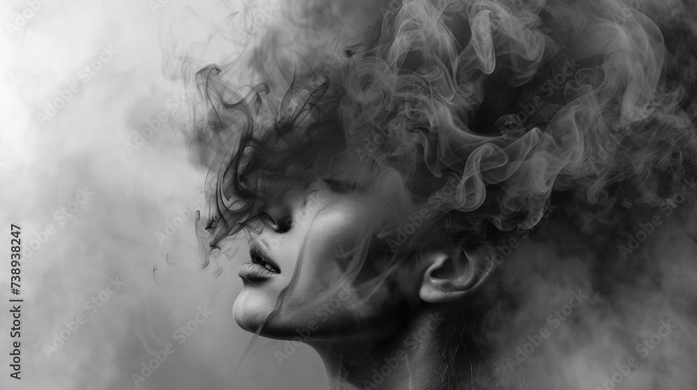 Woman With Smoke Emitting From Face Woman With Smoke Emitting From Face