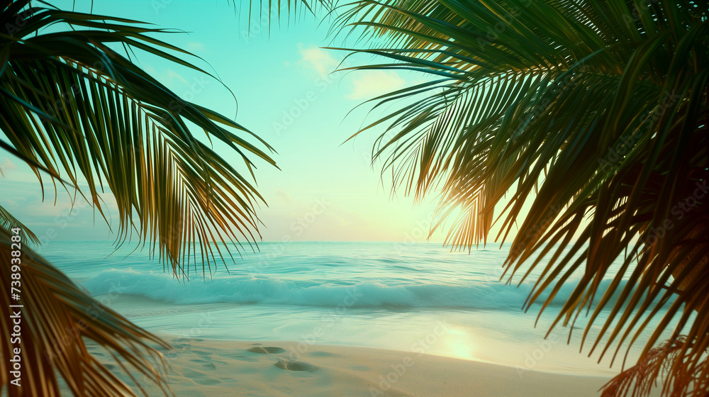 Fototapeta premium Palm tropical paradise by the ocean