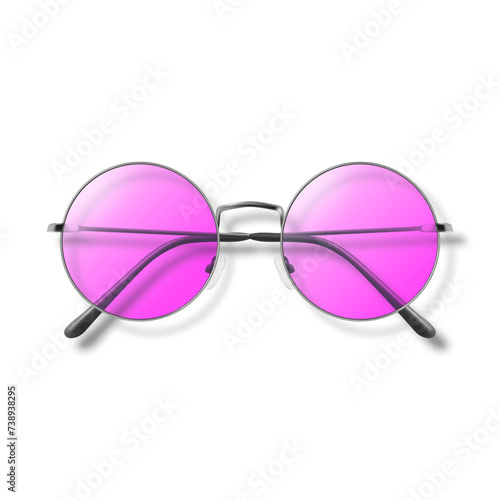 Vector 3d Realistic Trendy Round Frame Glasses Isolated. Sunglasses, Optics, Lens, Vintage Eyeglasses in Top View. Design Template for Optics and Eyewear Branding, Fashion, Style, and Eyewear Concept