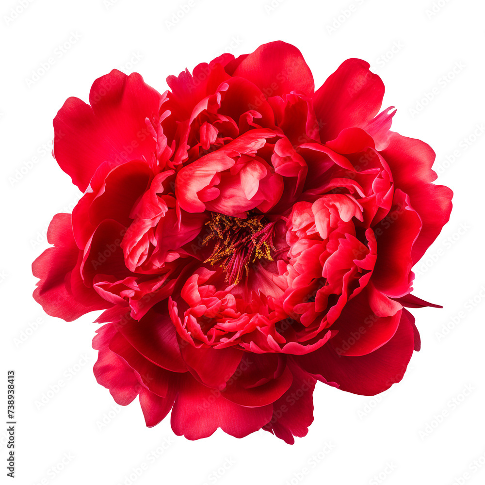 isolated illustration of red peony flower. Created with Generative AI isolated illustration of red peony flower. Created with Generative AI