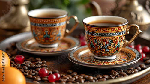 Black coffee in traditional Turkish cup