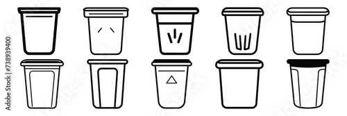 Garbage trashcan silhouettes set, large pack of vector silhouette design, isolated white background