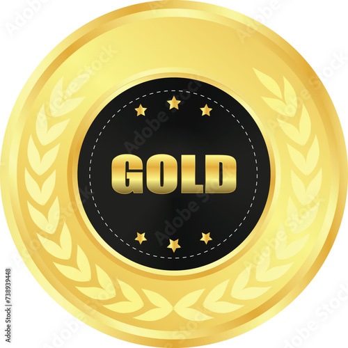 Realistic Golden Medal Vector, Golden Award, Prize, Golden Challenge Award, Medal Award winner, trophy, Golden Coin winner