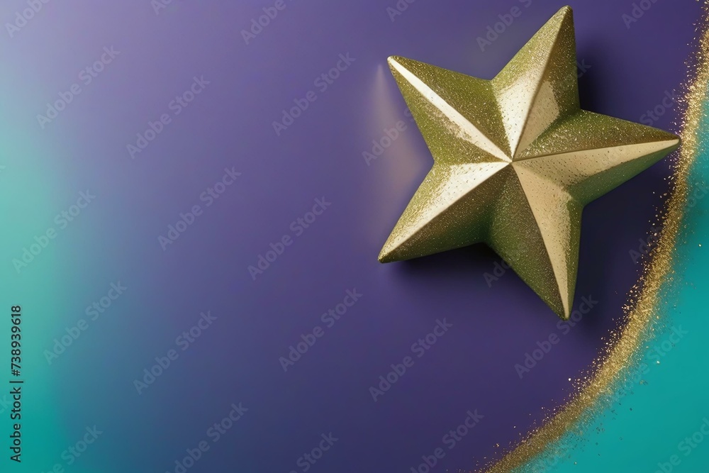 Gold Star Corner Accent on Deep Purple and Teal Background with Glitter Gold Streak Gold Star Corner Accent on Deep Purple and Teal Background with Glitter Gold Streak