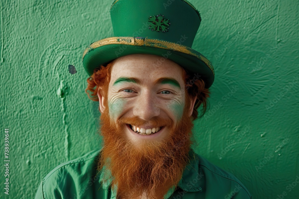 Portrait of an Irish man with red hair and beard celebrating St. Patrick's Day. Portrait of an Irish man with red hair and beard celebrating St. Patrick's Day.