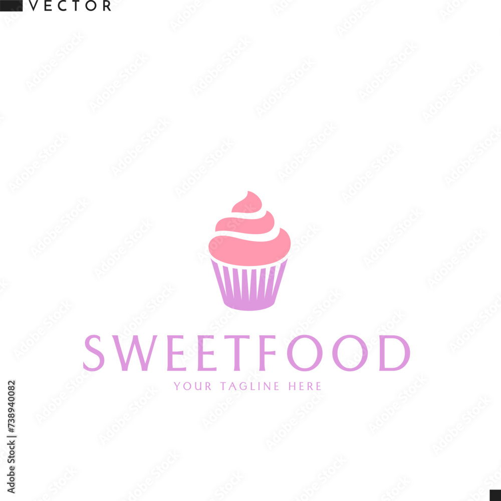 Abstract cupcake. Isolated logo on white background 