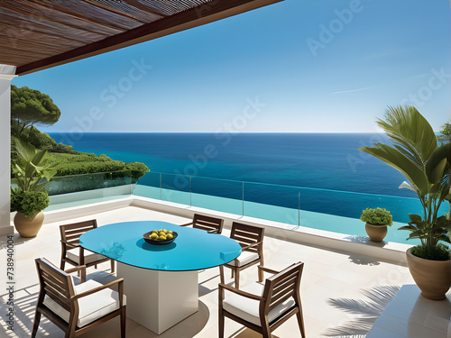 Idyllic Summer Scene: Azure Waters and Clear Sky as Breathtaking Sea Background