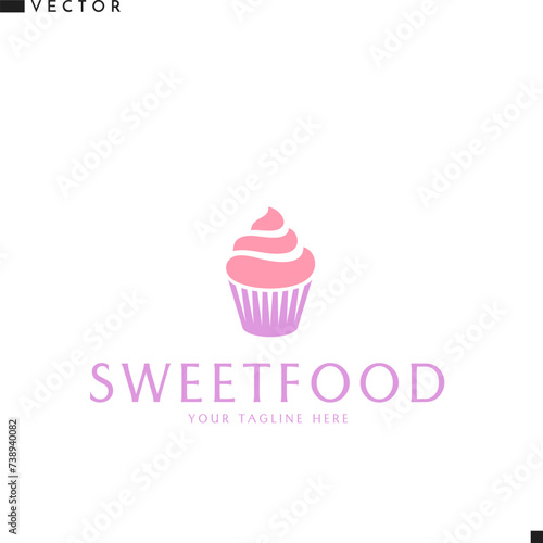 Abstract cupcake. Isolated logo on white background 