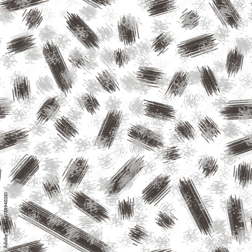 Seamless abstract pattern. Simple background with grey, black, white texture. Digital brush strokes background. Lines. Design for textile fabrics, wrapping paper, background, wallpaper, cover. Seamless abstract pattern. Simple background with grey, black, white texture. Digital brush strokes background. Lines. Design for textile fabrics, wrapping paper, background, wallpaper, cover.