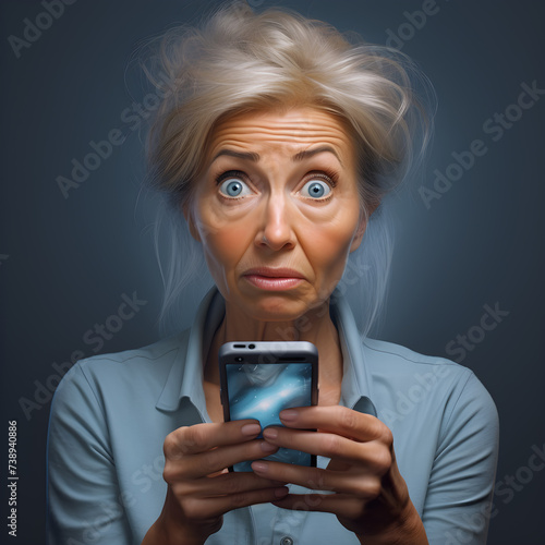 Wallpaper Mural confused woman holding a phone Torontodigital.ca