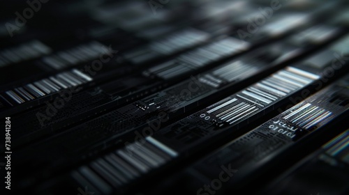 colored barcodes on black background, 16:9 photo