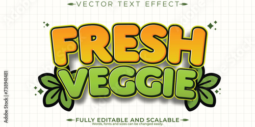 Fresh veggie text effect, editable natural and fruit text style