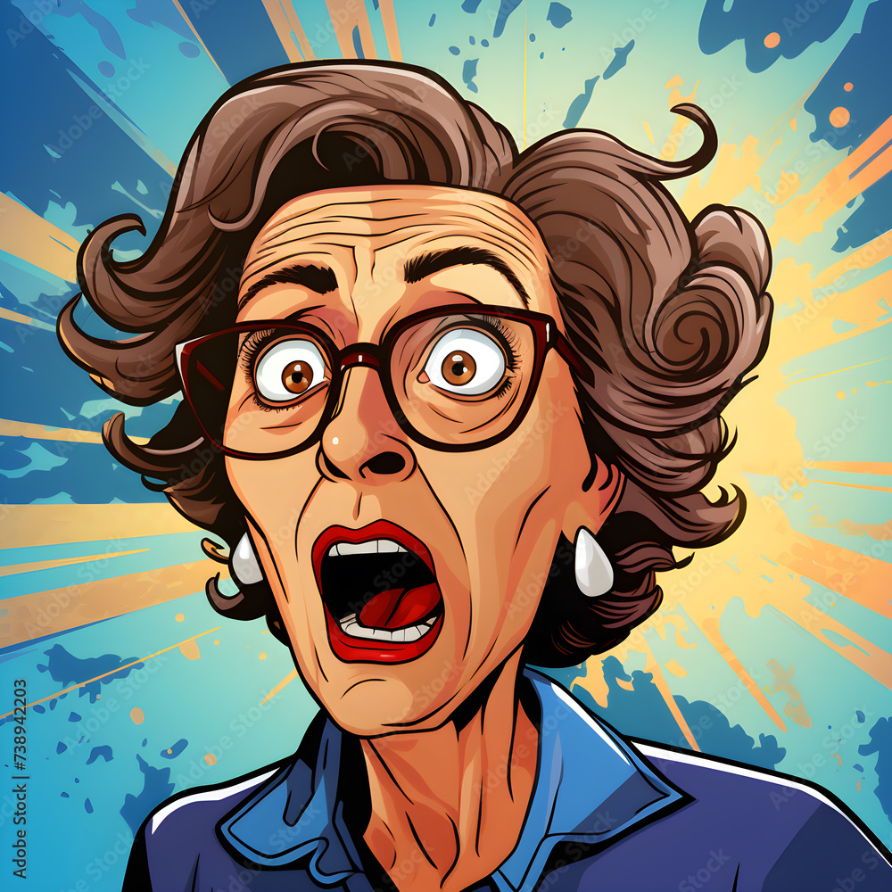 Shocked woman - comics image.