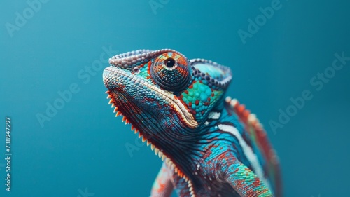 Chameleon on Green Background