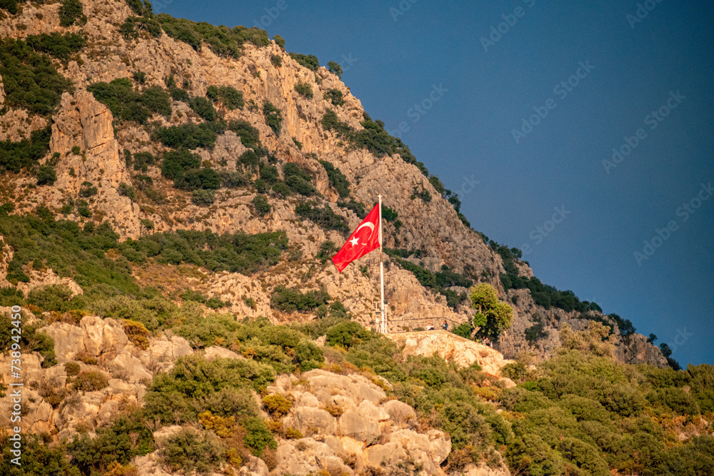 Turkish flag in a mountain