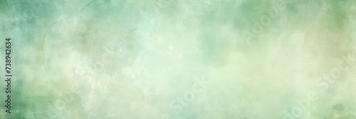 Pastel Green Watercolor Texture Background with Vintage Border Design and Faded Beige Center