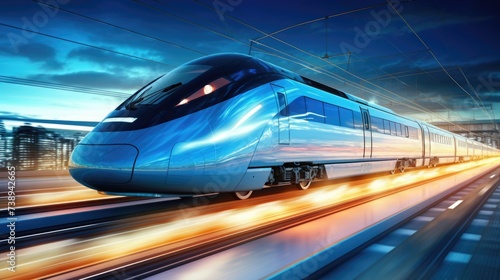 Speeding through the Future: Modern Train Rushing Along the Railway at High Velocity, the Ultimate