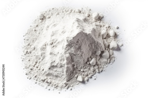 White Gypsum Powder, Clay or Diatomite Isolated, Powdered Chemicals as Calcium, Gypsum or Plaster