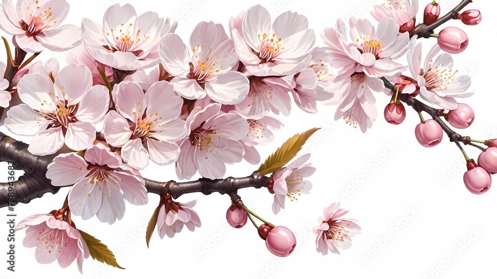 Obraz premium serene and picturesque beauty of cherry blossoms, known as sakura, a symbol of spring and renewal