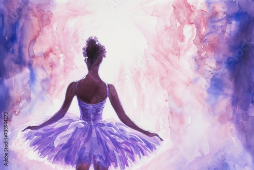 a painting of a ballerina in a violet tutu © Anna