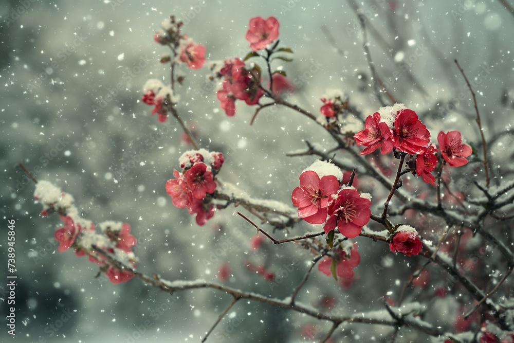 red tree blossoms in the winter red tree blossoms in the winter