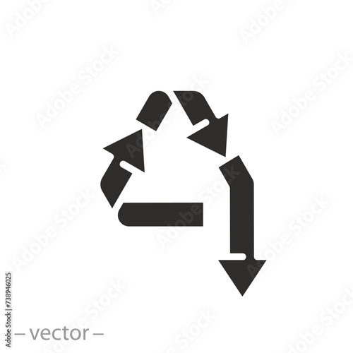 downcycle process icon, flat symbol, vector illustration