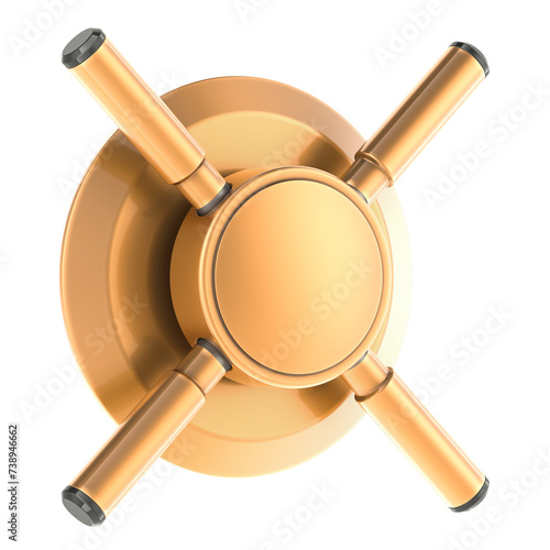 Copper metal handle safe, 3D rendering isolated on transparent background