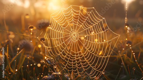 Morning Dew on Spider Web - Nature Detail Wallpaper
