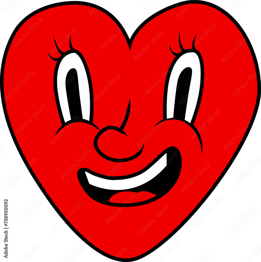 Smiling retro love heart character sticker Smiling retro love heart character sticker