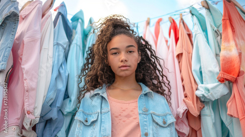 A teenage entrepreneur launching a clothing line that celebrates individuality and promotes body positivity, inspired by the self-expression advocated by Indigo children, love, res