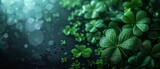 Four-Leaf Clover on Shamrock Background for St. Patrick's Day
